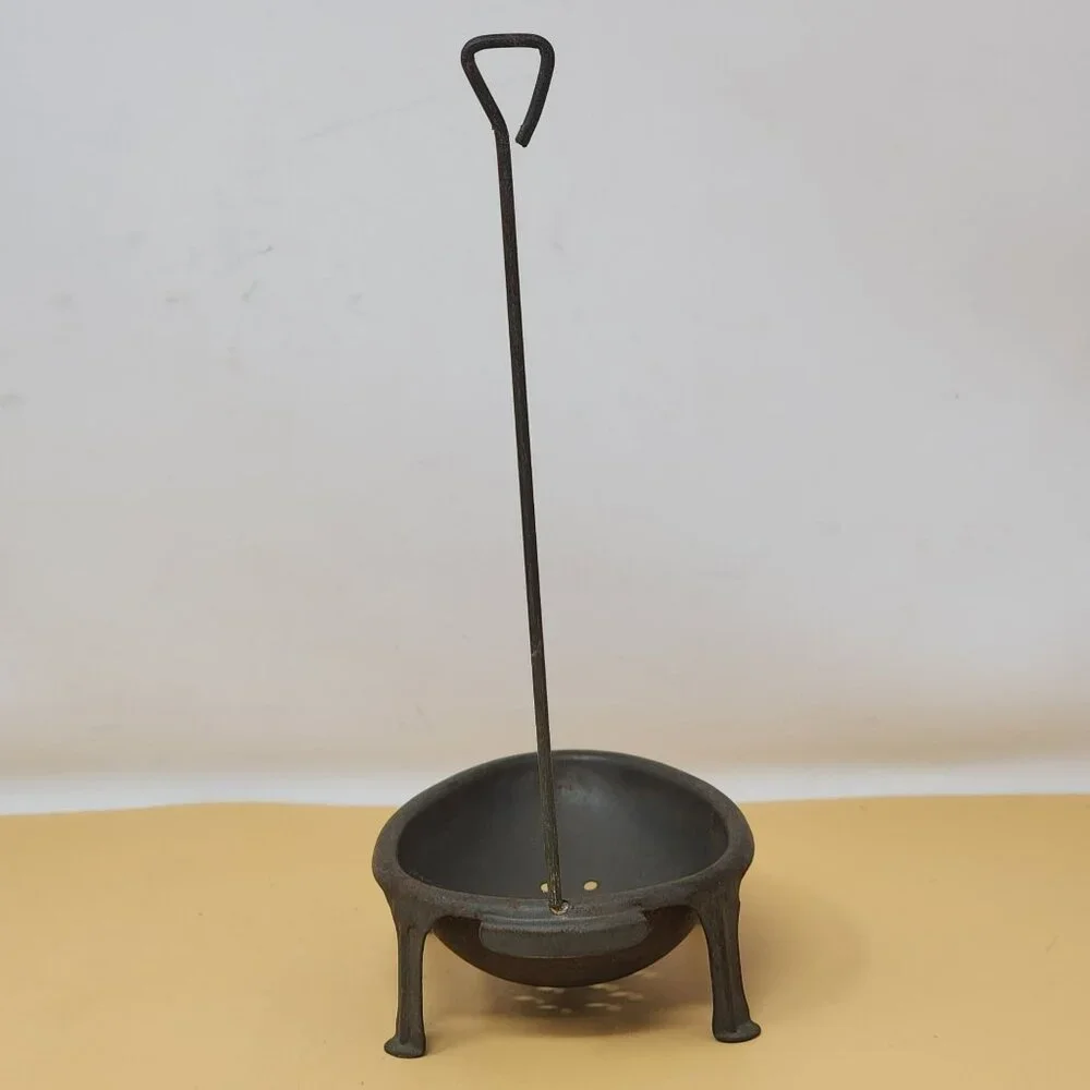 Vintage Footed Metal Egg Poacher Stand‎ Long Lift Rod Farmhouse Rustic Kitchen
